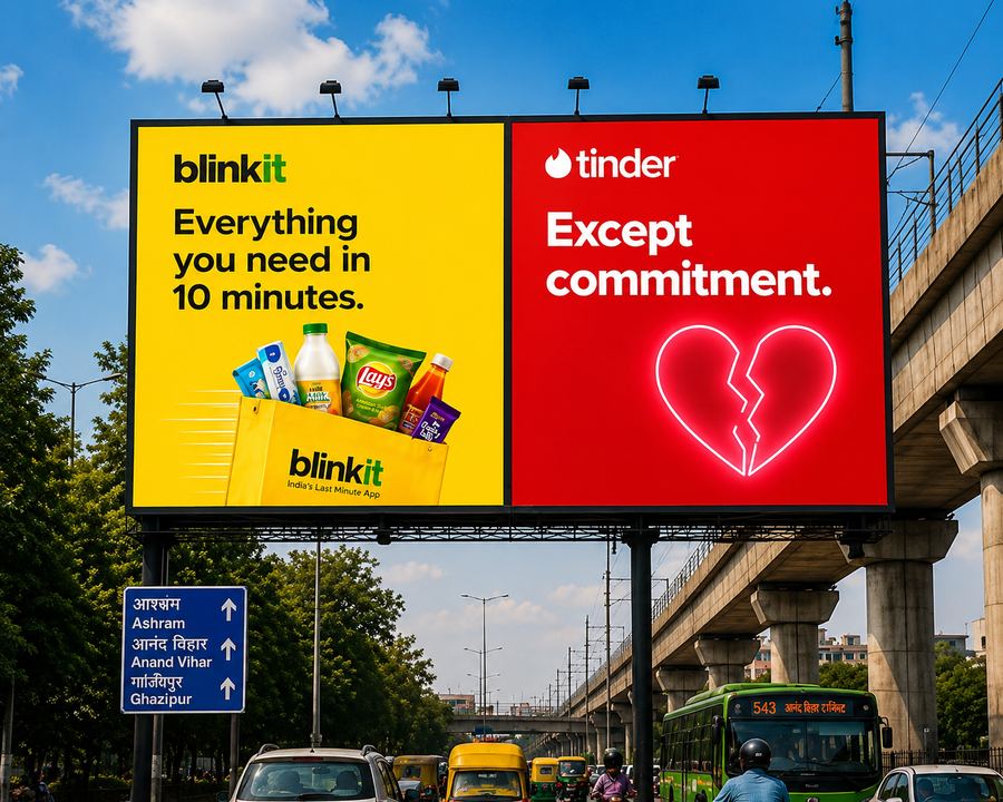 A traditional billboard advertisement on a busy road, easy to scroll past and ignore